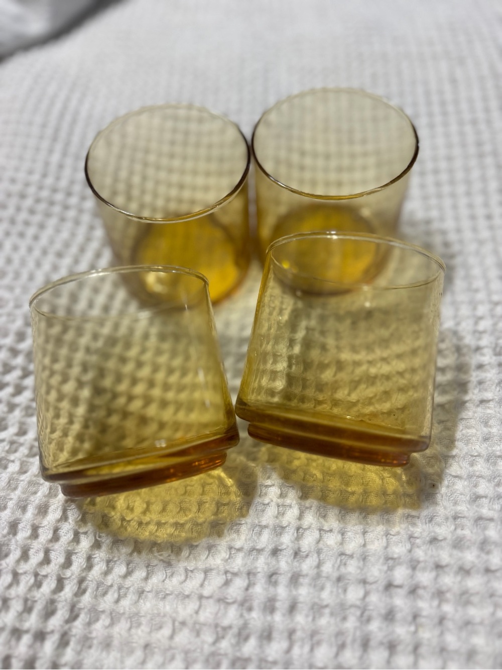 Libbey Bolero Gold Amber DOF Rocks Lowball Glasses Set of 4 3” MCM USA 1970s VTG